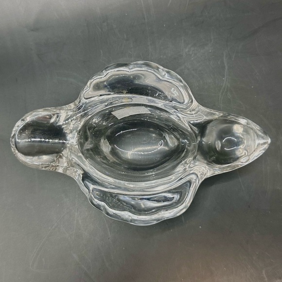 Vintage Clear Crystal Glass Bird, Pipe Holder Trinket Dish Bowl with Spoon 4” - Picture 2 of 4